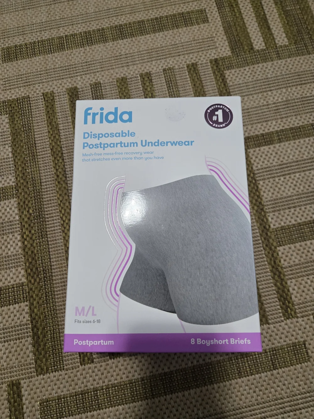 Disposable Postpartum Underwear - Gray (M/L) - Box of 8 NEW